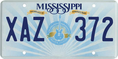 MS license plate XAZ372
