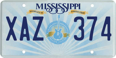 MS license plate XAZ374