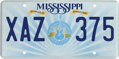 MS license plate XAZ375