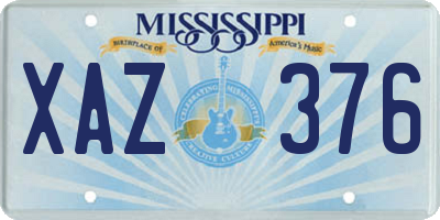 MS license plate XAZ376