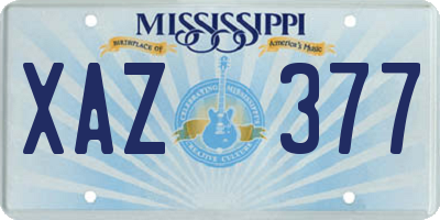 MS license plate XAZ377