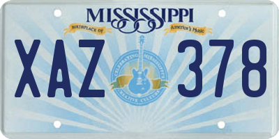 MS license plate XAZ378