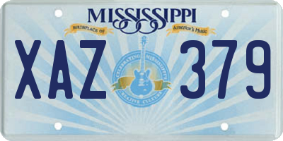 MS license plate XAZ379