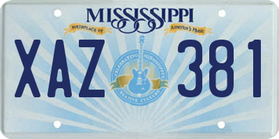 MS license plate XAZ381
