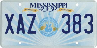 MS license plate XAZ383
