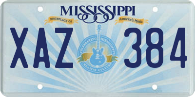 MS license plate XAZ384