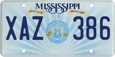 MS license plate XAZ386