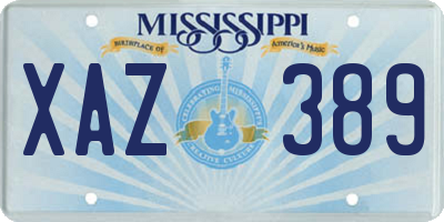 MS license plate XAZ389