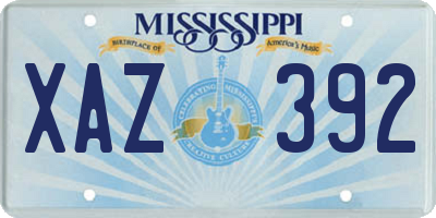 MS license plate XAZ392