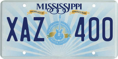 MS license plate XAZ400