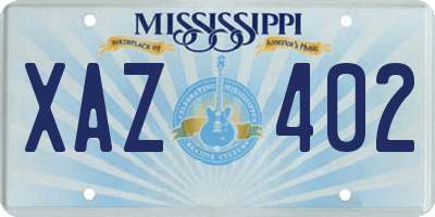 MS license plate XAZ402