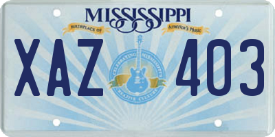 MS license plate XAZ403