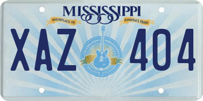 MS license plate XAZ404