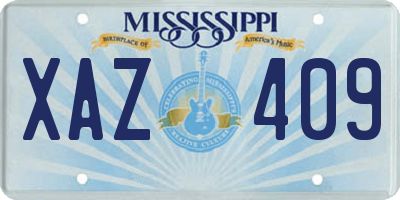 MS license plate XAZ409