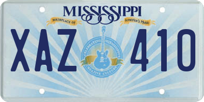 MS license plate XAZ410