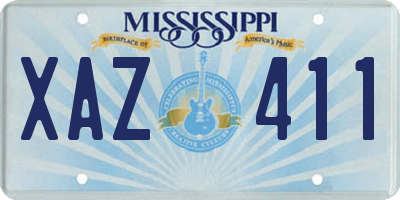 MS license plate XAZ411