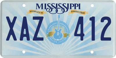 MS license plate XAZ412