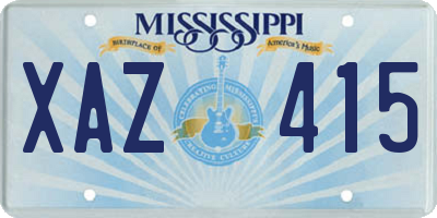 MS license plate XAZ415