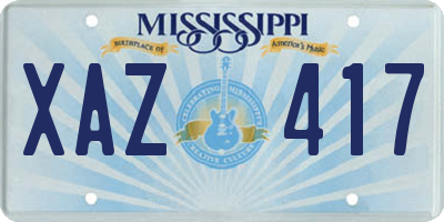 MS license plate XAZ417