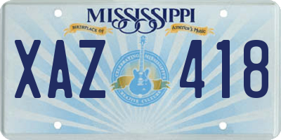 MS license plate XAZ418