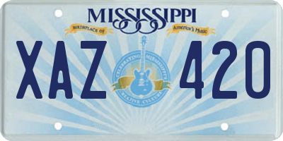 MS license plate XAZ420