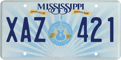 MS license plate XAZ421