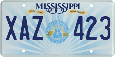 MS license plate XAZ423