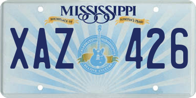 MS license plate XAZ426