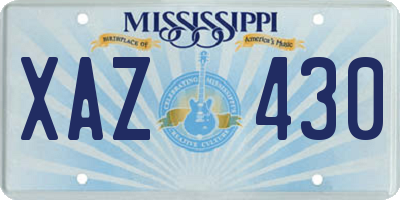 MS license plate XAZ430