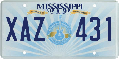 MS license plate XAZ431