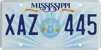 MS license plate XAZ445