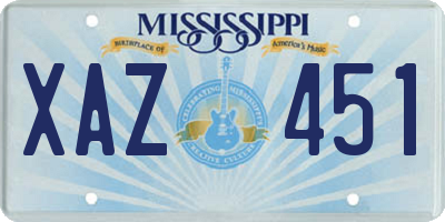 MS license plate XAZ451