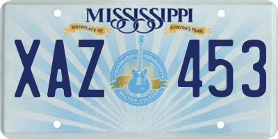 MS license plate XAZ453