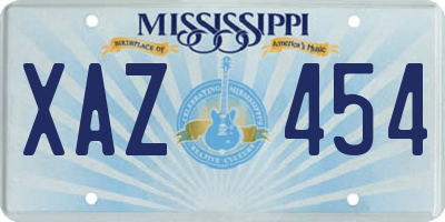 MS license plate XAZ454