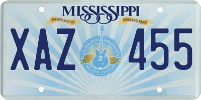 MS license plate XAZ455