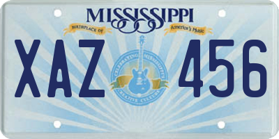 MS license plate XAZ456