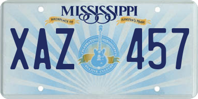 MS license plate XAZ457