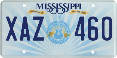 MS license plate XAZ460
