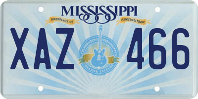 MS license plate XAZ466