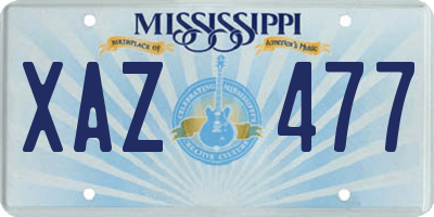 MS license plate XAZ477