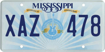 MS license plate XAZ478