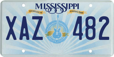 MS license plate XAZ482