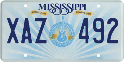 MS license plate XAZ492
