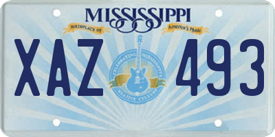 MS license plate XAZ493