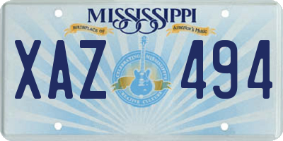 MS license plate XAZ494