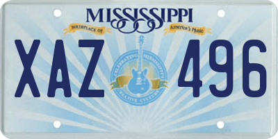 MS license plate XAZ496