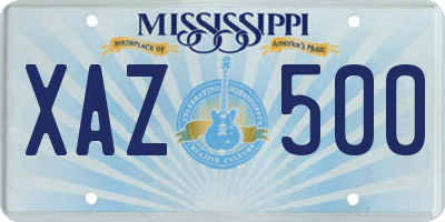 MS license plate XAZ500