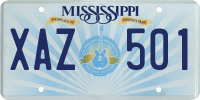 MS license plate XAZ501