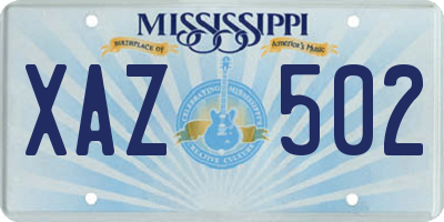 MS license plate XAZ502