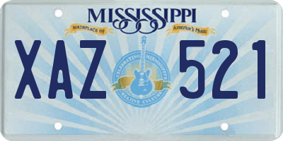 MS license plate XAZ521